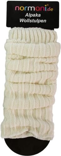 normani Alpaka Grobstrick Stulpen Legwärmer mit Alpakawolle Farbe Wollweiß