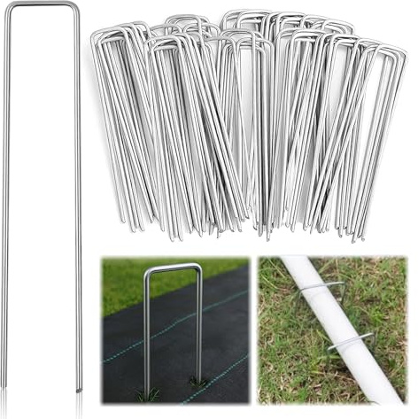 Bocguy 50 pcs Erdnägel Erdanker Unkrautvlies Extra Stark, Erdanker Bodenanker Erdanker aus Verzinkt, Bodenvlies Maulwurfnetz Folien Planen Bodenanker