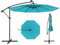 RELAX4LIFE Parasol Déporté Solaire Φ300 cm avec LEDet Manivelle, Parasol Incliné 35°avec Pied en Croix,Parasol de Jardin Extérieur pour Cour Plage Bord de Piscine (Turquoise)