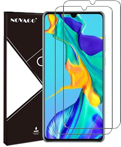 NOVAGO Compatible avec Huawei P30 -Pack de 2 Films Protection écran en Verre trempé Solide 9H (Transparent, Compatible Coque)