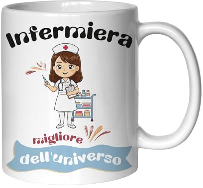 Teetaly Tazza Infermiera - Idea Regalo Originale e Divertente in Ceramica 350 ml - Tazze divertenti per regalo compleanno. regalo per natale o regalo per ricorrenze (Infermiera)