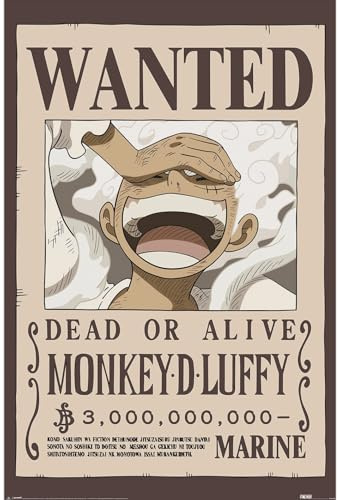 Pyramid International One Piece (Wanted Luffy) Maxi-Poster, Premium-Wandkunst, 90 x 60 cm, offizielles Lizenzprodukt
