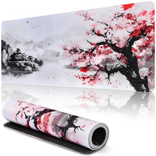 Sakura Tappetino Mouse XXL 900x400mm Impermeabile Mouse Pad Tappetino Mouse gaming Tappetino Scrivania Adatto per Uffici e Scrivanie da Gioco