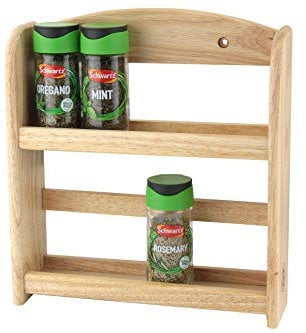 APOLLO 2-Tier Spice Rack Portaspezie a 2 Ripiani, Legno, Naturale, 24.5x27x7