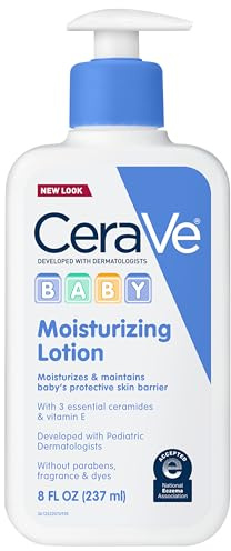 CeraVe Baby Lotion, Gentle Baby Skin Care with Ceramides, Niacinamide & Vitamin E, Fragrance, Paraben, Dye & Phthalates Free, Lightweight Moisturizer, 8 Ounce, Packaging May Vary
