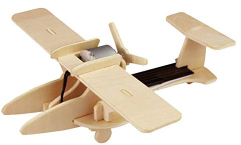 Pebaro 830/4 Solar Holzbausatz Sport-Flugzeug, 3D Puzzle, Modellbausatz, Basteln mit Holz, Holzpuzzle, Bastelset, vorgestanzte Holzplatte, ausbrechen, zusammenstecken, fertig, Geschenkidee