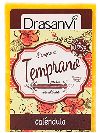 DRASANVI Jabón Natural de Caléndula | Manos, Cuerpo y Cara | Para pieles sensibles, inflamadas, enrojecidas o con eccemas | Efecto calmante l Libre de grasa animal l 100 gr