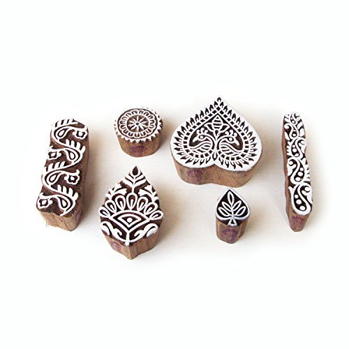 Original Herz und Blatt Designs Holz Blöcke Stempel (Set von 6)