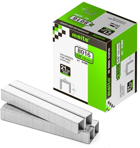 meite Type 80/16 mm Upholstery Staples for Staple Gun, Galvanised Staples for Carpet, Sofa Fabrics, Leather/Textile, Car Seating, Joinery (10,000 Counts)