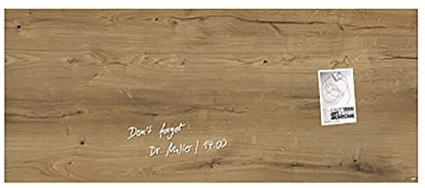 SIGEL GL247 Premium Glas-Whiteboard 130x55 cm Natural-Wood, Holzoptik hochglänzend, SGS geprüft, einfache Montage, incl. 2 starke Magnete, Glas-Magnettafel Artverum
