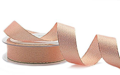 Dekoband Vienna ROSA GOLD 3 m x 25 mm Strängchen Lurex Geschenkband Brokatband Weihnachten Band Metallic Altrosa 25 mm Tischdeko Hochzeit Schleifenband Rosegold Kartengestaltung