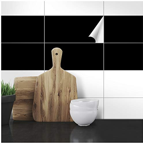 Wandkings Fliesenaufkleber - Wähle eine Farbe & Größe - Schwarz Seidenmatt - 30 x 60 cm - 20 Stück für Fliesen in Küche, Bad & mehr