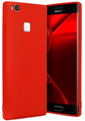 ONEFLOW SlimShield Pro für Huawei P9 Lite Hülle Ultra dünn erhöhter Rand, TPU Backcover minimalistisch Handyhülle flexibel, Schutzhülle mit Kamera- und Displayschutz, Rot