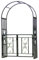 Victorian Style Garden Arch with Gates | Hand-crafted from heavy-duty, black powder coated steel | A decorative entrance to a pathway | The Arch measures H206xW114xD50cm |