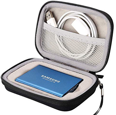 Lacdo External Hard Drive Carrying Case for Samsung T5 / T3 Portable 250GB 500GB 1TB 2TB SSD USB 3.1 Type C External Solid State Drives EVA Storage Pouch Travel Bag Shockproof Water Repellent, Black