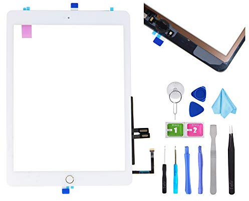 Tefir Blanc 2018 iPad 6 (6ème génération) écran Tactile – Remplacement de vitre du numériseur Cadre pour A1893 pour Tablette avec Home Button, Camera Bracket et Ruban adhésif