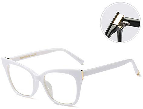 Damen Large Rahmen Cat Eye Lesebrille Arbeiten Sie Bequemen Presbyopie Weitsichtigkeit Linsen Mit Vergrößerungsgrad 100-300,Weiß,+ 2.50