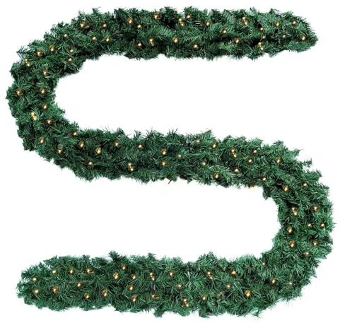 Baunsal® Weihnachtsgirlande Tannengirlande Girlande grün 5 m und Led Lichterkette mit Fernbedienung Girlande Weihnachten Weihnachtsdeko Tannengirlanden