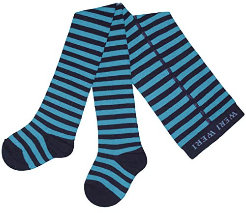 Weri Spezials Baby und Kinder Strumpfhose für Mädchen mit Ringel in verschiedenen Design- und Farbvariationen. (122-128, Marine+Mittelblau)