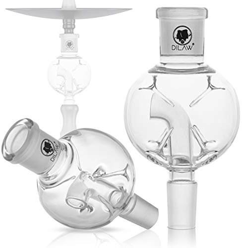 DILAW® Shisha Tornado Molassefänger Totenkopf (aus Glas für (Schliff 18/8) - Wasserpfeife, Vorkühler-Aufsatz Skull Wasserpfeife, Transparent