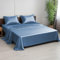 Linenwalas Parure de lit 4 pièces en bambou 100 % naturel – Literie luxueuse, douce et rafraîchissante, drap plat et taies d'oreiller (Superking size, bleu Bahamas)