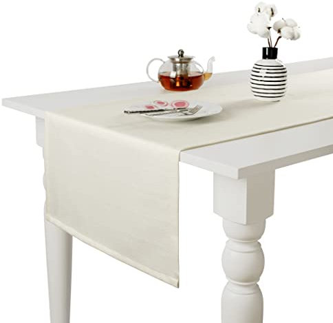 Miss Savon Tischläufer Leinenoptik - Modern hochwertige Tischdecke Pflegeleichte Decke Frühling für Essticsh Fleckschutz Tischtuch Abwaschbar Party Urlaub Dekoration (45 x 160 cm, Creme)