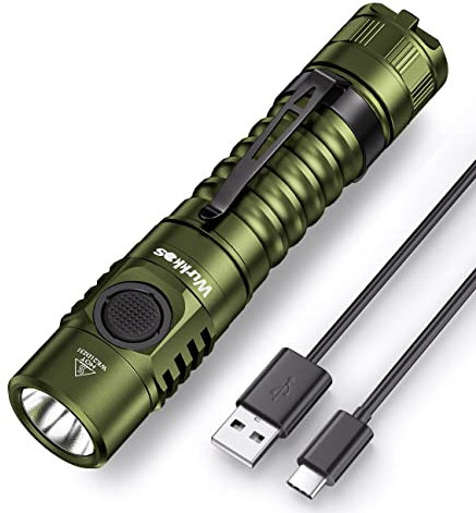 Wurkkos FC11 Rechargeable LED Flashlights Max 1300Lumen High 90CRI EDC Flash Light USB C Charge,IP67 Waterproof Torch, Magnetic Tailcap, Great for Dog Walking Home use Emergency(Green-4000K)