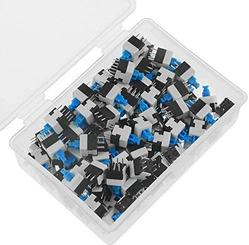 BGTXINGI 100pcs 6 Pin DPDT Self-locking Power Micro Push Button Switches 8mmx8mm