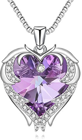 Beutirer Collane con ali d'Angelo per Donna, Collane con Cuore d'Amore per Ragazze alla Moda, Collana con Ciondolo Placcato Oro Bianco 18 Carati, Gioielli Regalo di Compleanno per Donna Mamma Moglie