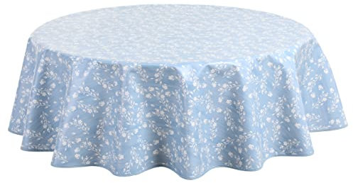 Home Direct Round Oilcloth PVC Wipe Clean Tablecloth Table Cover 155cm 61 Blue Grey