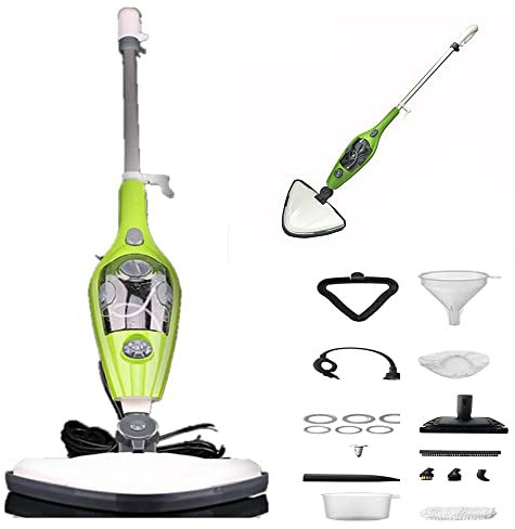 Green 10-in-1 Steam Cleaner, Kills 99.9 Percent of Bacteria Around the Home, 350 ml Detachable Handheld Floor Steam Cleaner