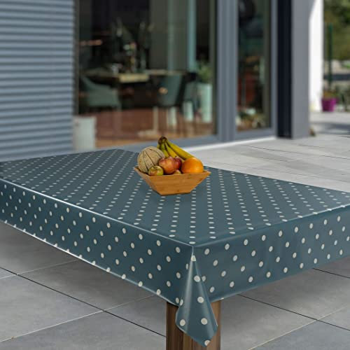laro Wachstuch-Tischdecke Abwaschbar Garten-Tischdecke Wachstischdecke PVC Plastik-Tischdecken Eckig Meterware Wasserabweisend Abwischbar G07, Muster:Türkisblau Punkte, Größe:80x120