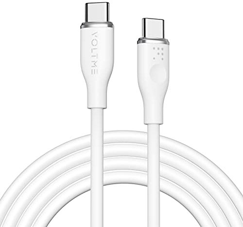 VOLTME Câble USB C vers USB C 1.80m Blanc, Cable USB C 2.0 de Charge 3A 480 Mbps PD Charge Rapide Cordon USB-C et Câble USB-C PPS Compatible avec Android MacBook Pro iPad Air Samsung