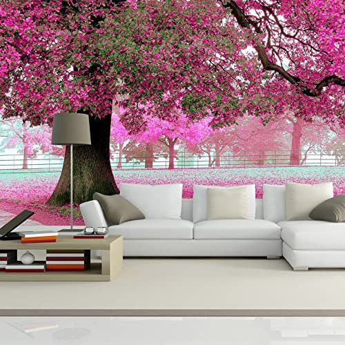 ZEALPLANT Wallpaper 3D Living Room Wallpaper Pink Romantic Cherry Blossom Tree Home Bedroom Background Decorative Art Stickers