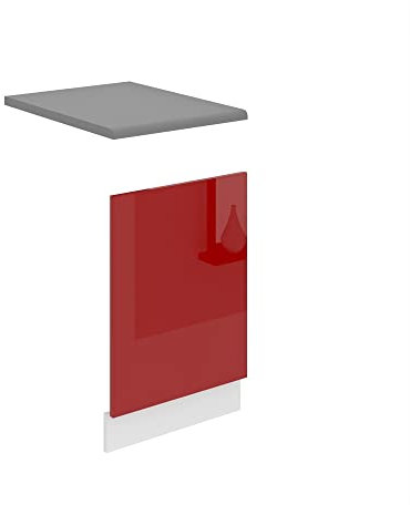 Belini Frontblende für Geschirrspüler PO. Frontblende Geschirrspüler 45 cm Breite. Frontplatte für Spülmaschine ohne Griff, Rot Hochglanz