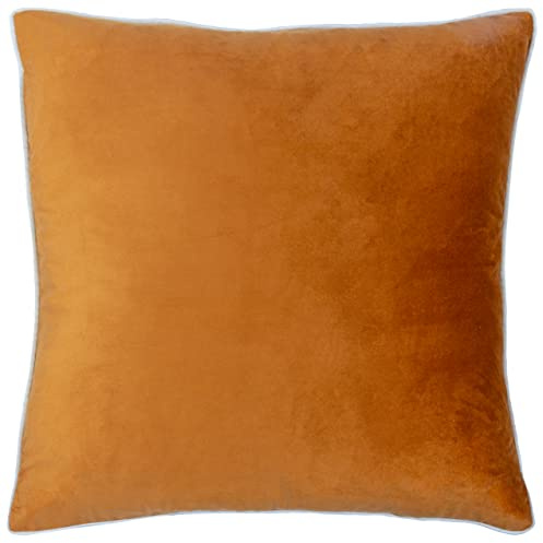 furn. Meridian Velvet Cushion Cover (Ginger/Ecru - 55 x 55cm) | Soft velvet cushion cover with contrast piping and concealed zip. 55 x 55cm. Cushion cover only.