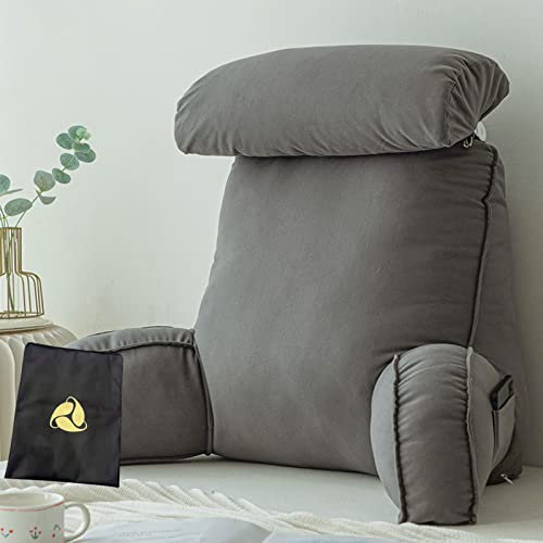 KKAIRA Cuscino da Lettura con braccioli,Cuscino per Letto,Cuscino Schienale Divano,con Cuscino per Il Collo a Rullo Staccabile,per Leggere/Rilassarsi/Guardare La TV 75 * 40 * 50CM(Without headrest)