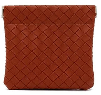 HXT-OAK Porte-Monnaie Dames en Cuir PU Mini Portefeuille Petit Porte-Monnaie Rouge à lèvres et écouteurs Organisateur Portable Fermeture Automatique à Ressort Design tissé Brun
