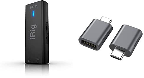 IK Multimedia iRig HD 2 - Interfaz Audio, Sonido Profesional de 96kHz, Funciones Listas Para Escenario - Negro & Nonda Adaptador USB C a USB 3.0 (2 Pack)