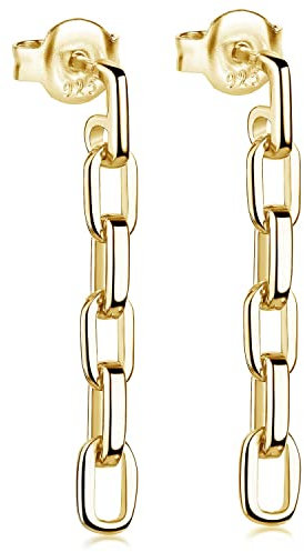 Materia Ohrringe Kettenglieder gold - Ohrstecker Silber 925 Damen SO-511-Gold