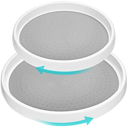 MumdoYAL Set de 2 estantes giratorios para especiero con organizador de plato giratorio, antideslizante y estable, adecuado para nevera, cocina, baño, cómoda, especiero giratorio.