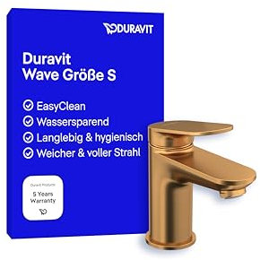 Duravit Wave Waschtischarmatur, Größe S (Auslauf Höhe 77 mm), Wasserhahn Bad, Armatur Waschbecken, Bronze Gebürstet