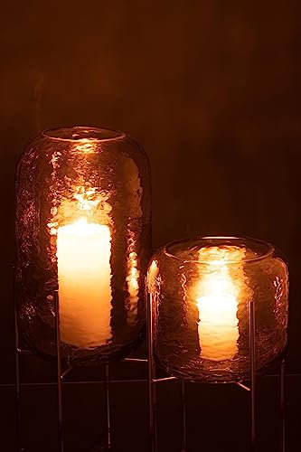 J-Line Vase Rond Sur Pied Verre Marron/Or Large