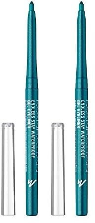 Manhattan Endless Stay Waterproof Gel Eyeliner – Grüner Gel Eyeliner mit Glitzer und herausdrehbarer Mine ohne Anspitzen – Farbe Emerald Sparkle 005 – 1 x 2,6g (Packung mit 2)