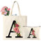 Cadeau Femme, Sac Fourre-Tout Initiale Personnalisés, Fourre Tout en Coton Trousse de Maquillage, Cadeau pour Dame, Amie, Mère, Anniversaire, Mariage (A)