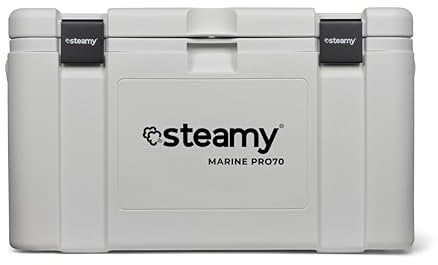 Steamy Marine Pro 70, Nevera Pasiva Grande Especial para Barcos/Deportes Acuáticos y Uso Profesional, 70 litros, Blanco