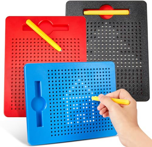 Faccito 3 Stück Magnetische Zeichenbretter Stahlkugel Kritzel Tafel mit Stift Magnet Zeichenblock für Kinder Malen Schreiben Pädagogische Geschenke, 3 Farben