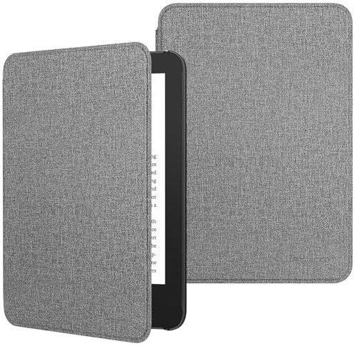 MoKo Étui Compatible avec 6 Kindle(11e Génération Version 2024/2022) & Version Internationale, Coque Légère avec Réveil/Sommeil Automatique pour Liseuse Kindle 2024 11e Gén, Denim Gris