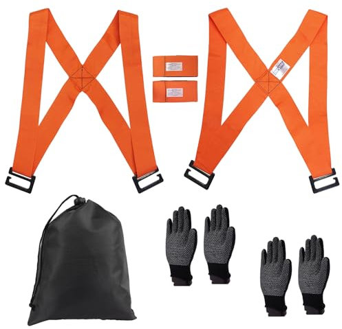 Tragegurte Umzug, 2 Personen Tragegurt, Möbel Transportgurte, Längenverstellbare Gurte Zum Einfachen Heben Von Gegenständen bis zu 200 kg (Orange, Style 2)