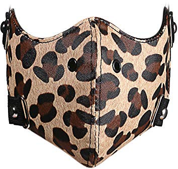 JewelryWe Sport Maske Leder Staubmaske: Punk Leopard Leopardenmuster Fahrradmaske Motorrad Halbgesichtsmaske für Laufen Radfahren Ventil Radsport Outdoor